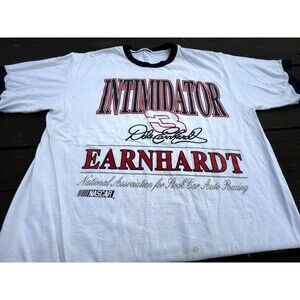 Dale Earnhardt Intimidator T Shirt Single Stitch Size Large White Black